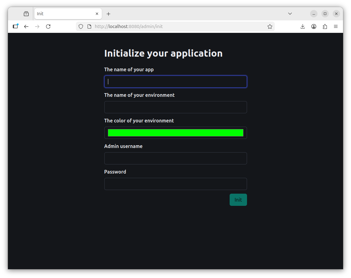 Initialization page